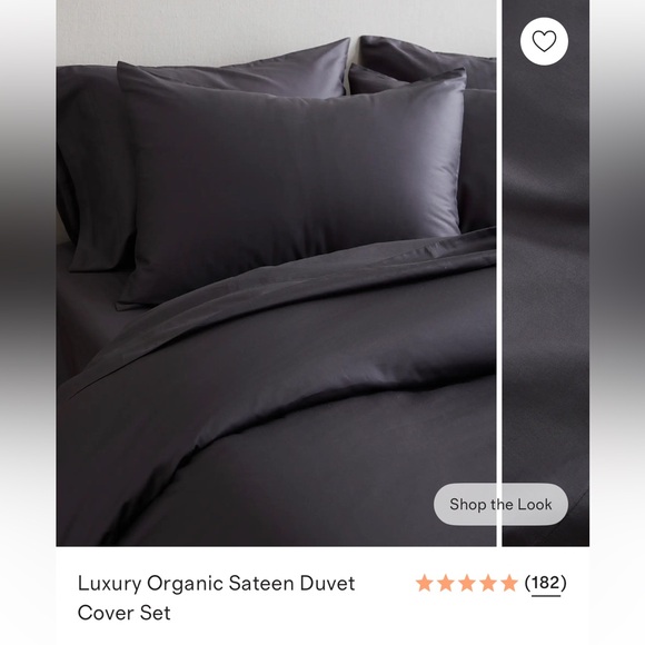 NWOT Quince graphite organic Twin Sateen Duvet cover Set w/ 2 Shams - Picture 4 of 8
